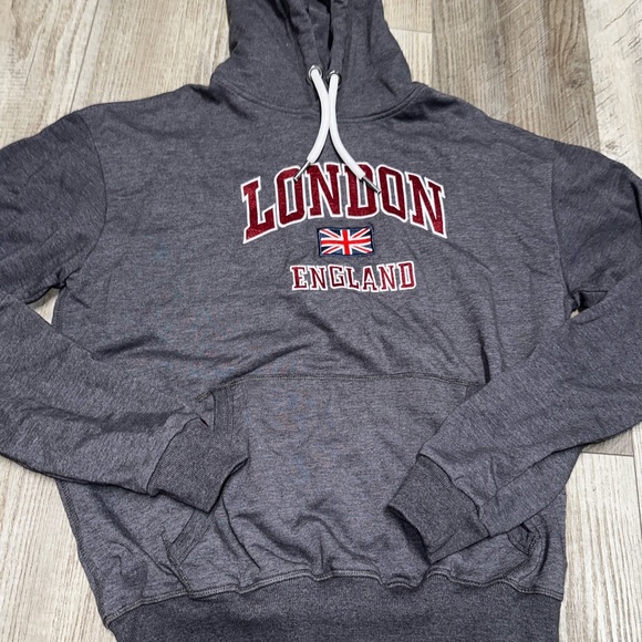 London King UK England flag gray thick well made grey hoodie EUC 2XL - Picture 2 of 6